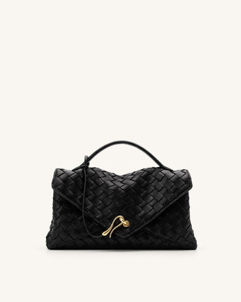 Celeste Woven Envelope Bag - Black