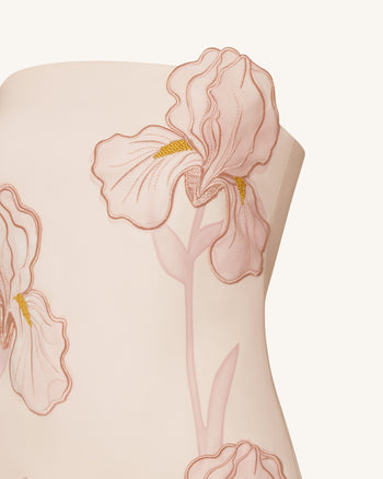 Iris Floral Print Strapless Dress - Pink