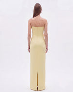 Floral Appliqué Strapless Dress - Yellow