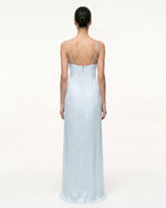 Iris Motif Satin Slip Gown - Light Blue