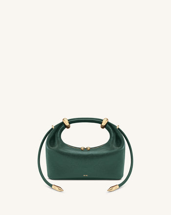 Ellie Metal Ring Embellished Top Handle Bag - Forest Green