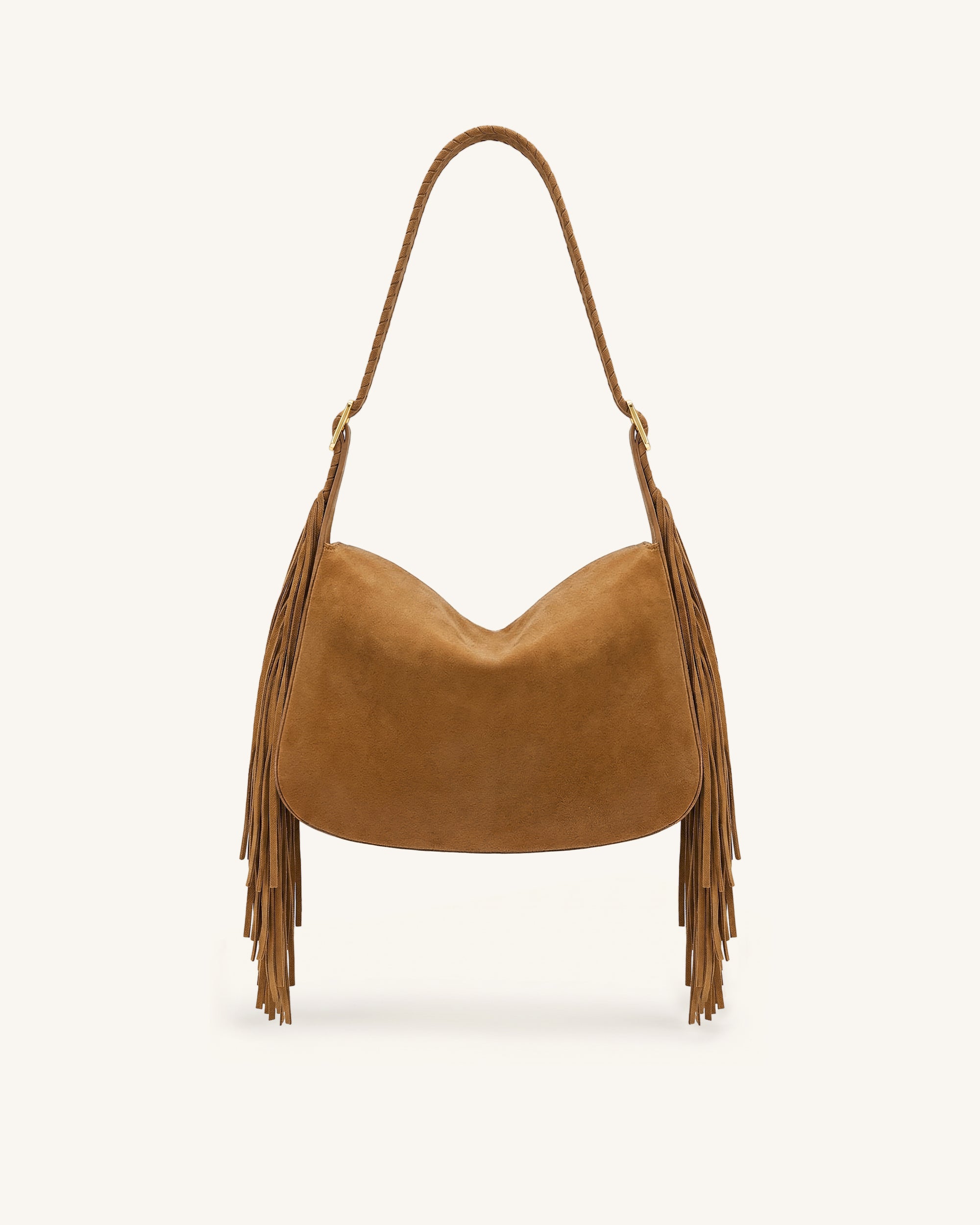 Avery Fringe Faux Suede Shoulder Bag - Brown – JW PEI UK