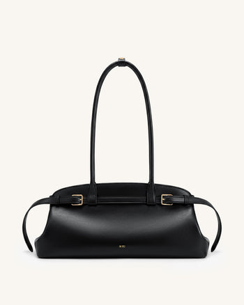 Arden Belt Detail East-West Shoulder Bag - Black