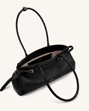 Arden Belt Detail East-West Shoulder Bag - Black