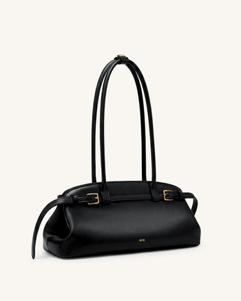 Arden Belt Detail East-West Shoulder Bag - Black