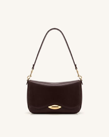 Sofia Classic Flap Shoulder Bag - Dark Brown