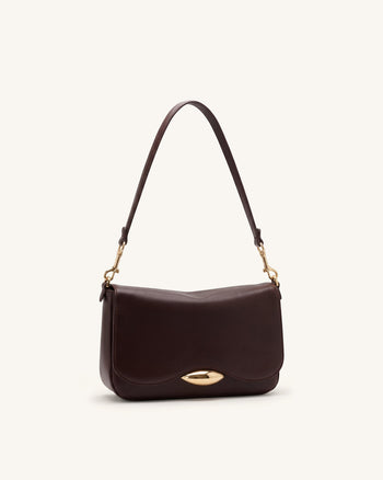 Sofia Classic Flap Shoulder Bag - Dark Brown