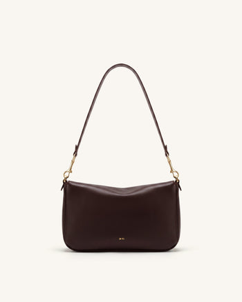 Sofia Classic Flap Shoulder Bag - Dark Brown