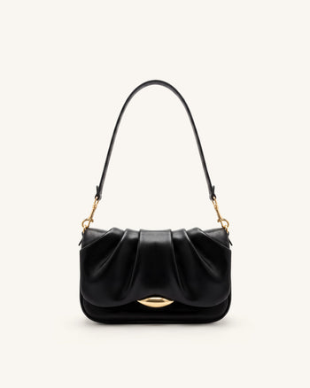 Sofia Ruched Shoulder Bag - Black
