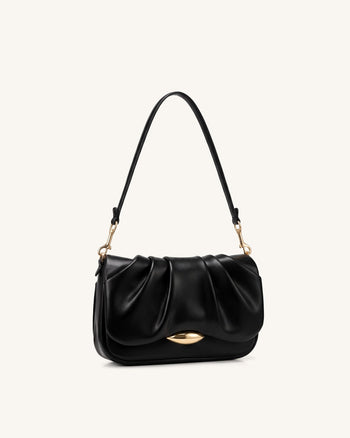 Sofia Ruched Shoulder Bag - Black
