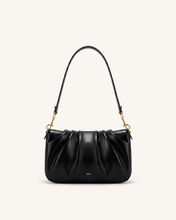 Sofia Ruched Shoulder Bag - Black