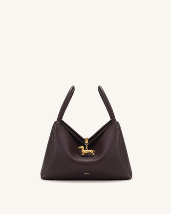 Maelle Dachshund Charm Double Handle Bag - Dark Brown