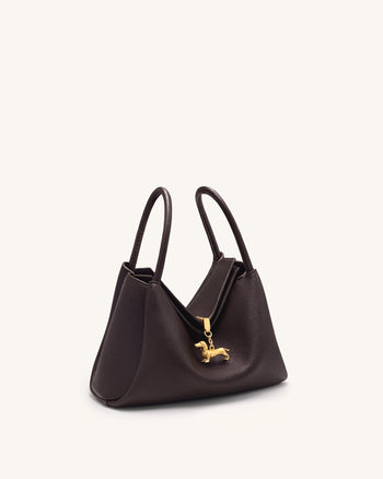 Maelle Dachshund Charm Double Handle Bag - Dark Brown