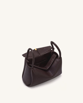 Maelle Dachshund Charm Double Handle Bag - Dark Brown