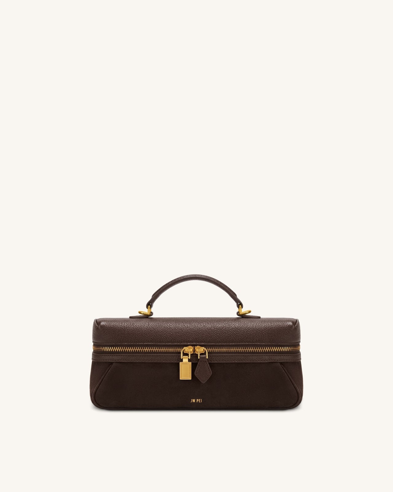 Cleo Faux Suede Vanity Bag - Dark Brown
