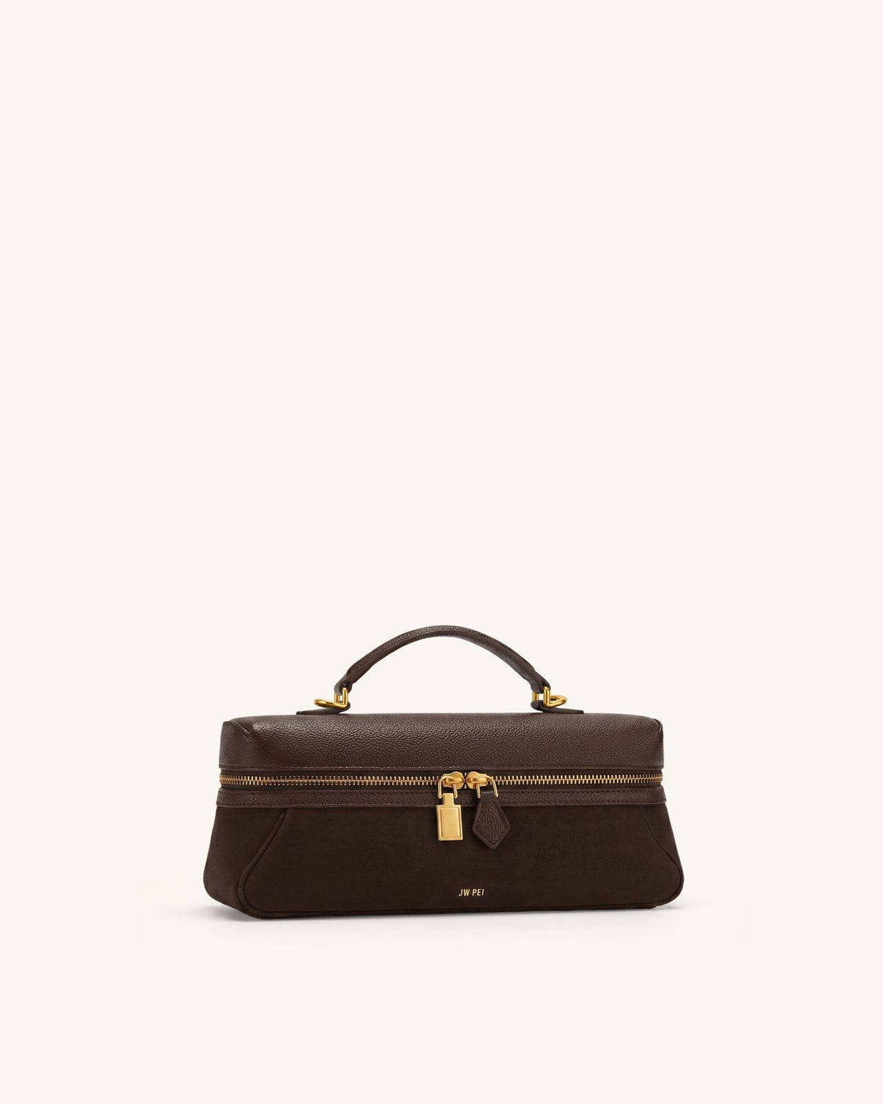 Cleo Faux Suede Vanity Bag - Dark Brown