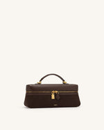 Cleo Faux Suede Vanity Bag - Dark Brown