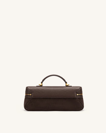 Cleo Faux Suede Vanity Bag - Dark Brown