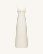 Iris Motif Satin Slip Gown - White