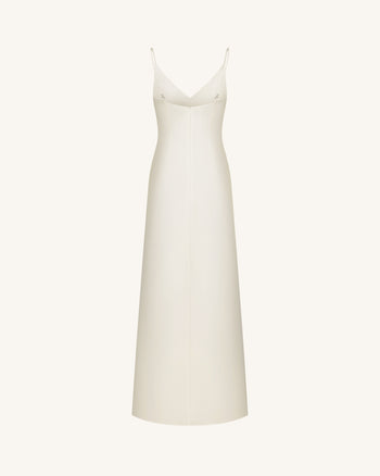 Iris Motif Satin Slip Gown - White