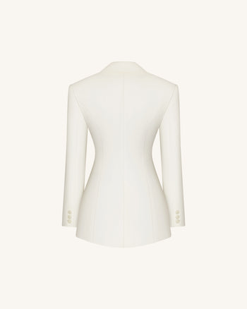 Iris Embroidery Hourglass Blazer - White
