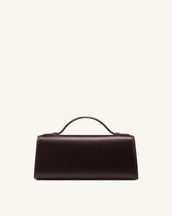 Delphine Flap Top Handle Bag - Dark Brown