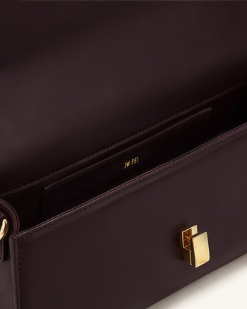 Delphine Flap Top Handle Bag - Dark Brown