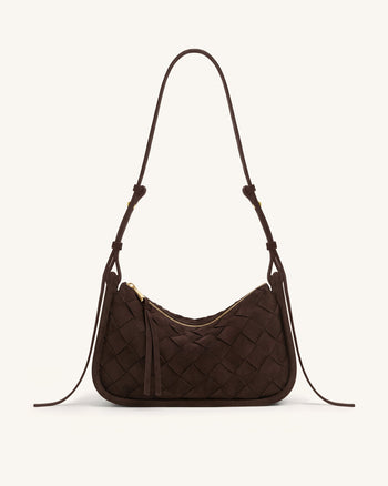 Zirelle Woven Faux Suede Hobo Bag - Brown