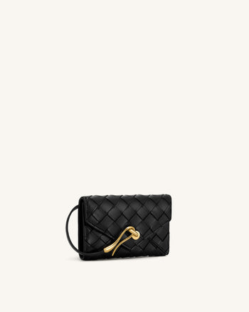 Celeste Woven Textured Envelope Wallet - Black