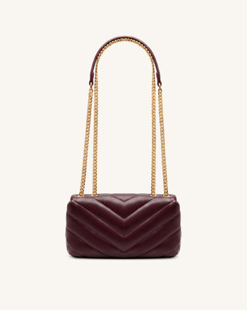 Riley Dachshund Quilted Flap Shoulder Bag - Deep Burgundy