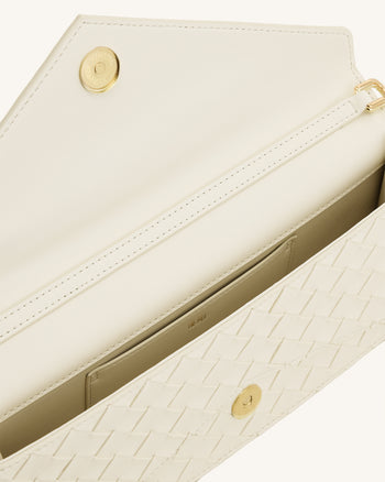 Celeste Woven Textured Envelope Top Handle Bag - Ivory