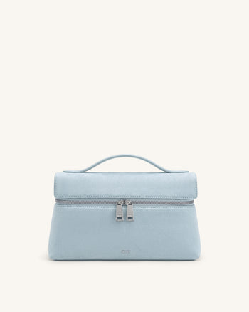 Thea Faux Suede Top Handle Bag - Light Blue