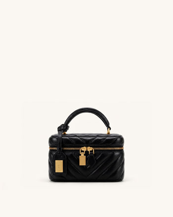 Cleo Box Shape Top Handle Bag - Charcoal Black