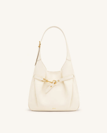 Alina Pebbled Hobo Bag - White