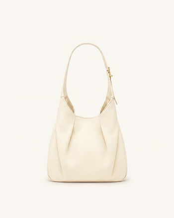 Alina Pebbled Hobo Bag - White