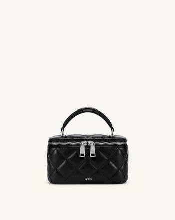 Vivienne Quilted Vanity Top Handle Bag - Black