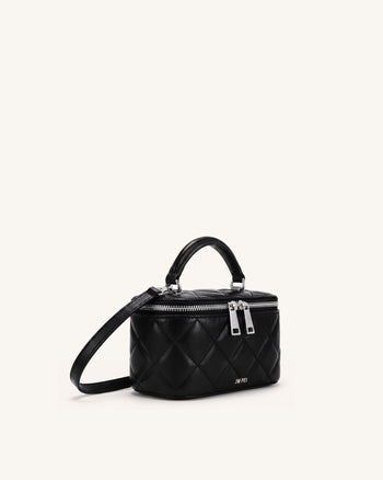 Vivienne Quilted Vanity Top Handle Bag - Black