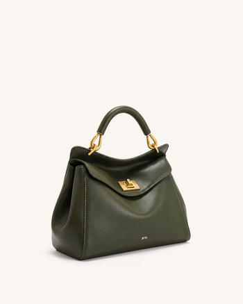Lucia Classic Top Handle Bag - Dark Olive Green