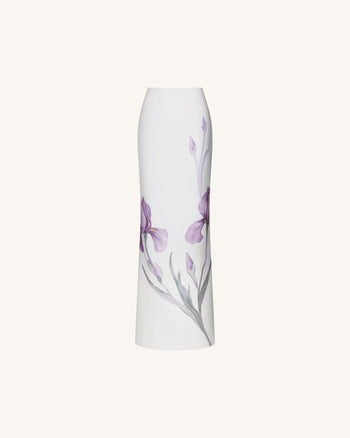Iris Motif Maxi Skirt - White