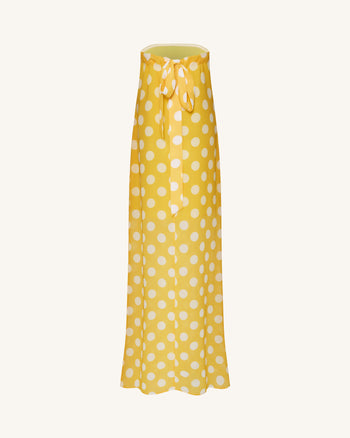 Polka-Dot Strapless Maxi Dress - Yellow