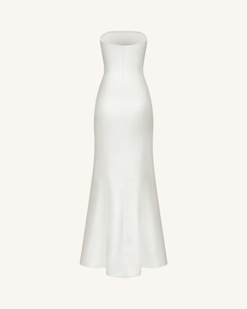 Strapless Floral Polyester Dress - White