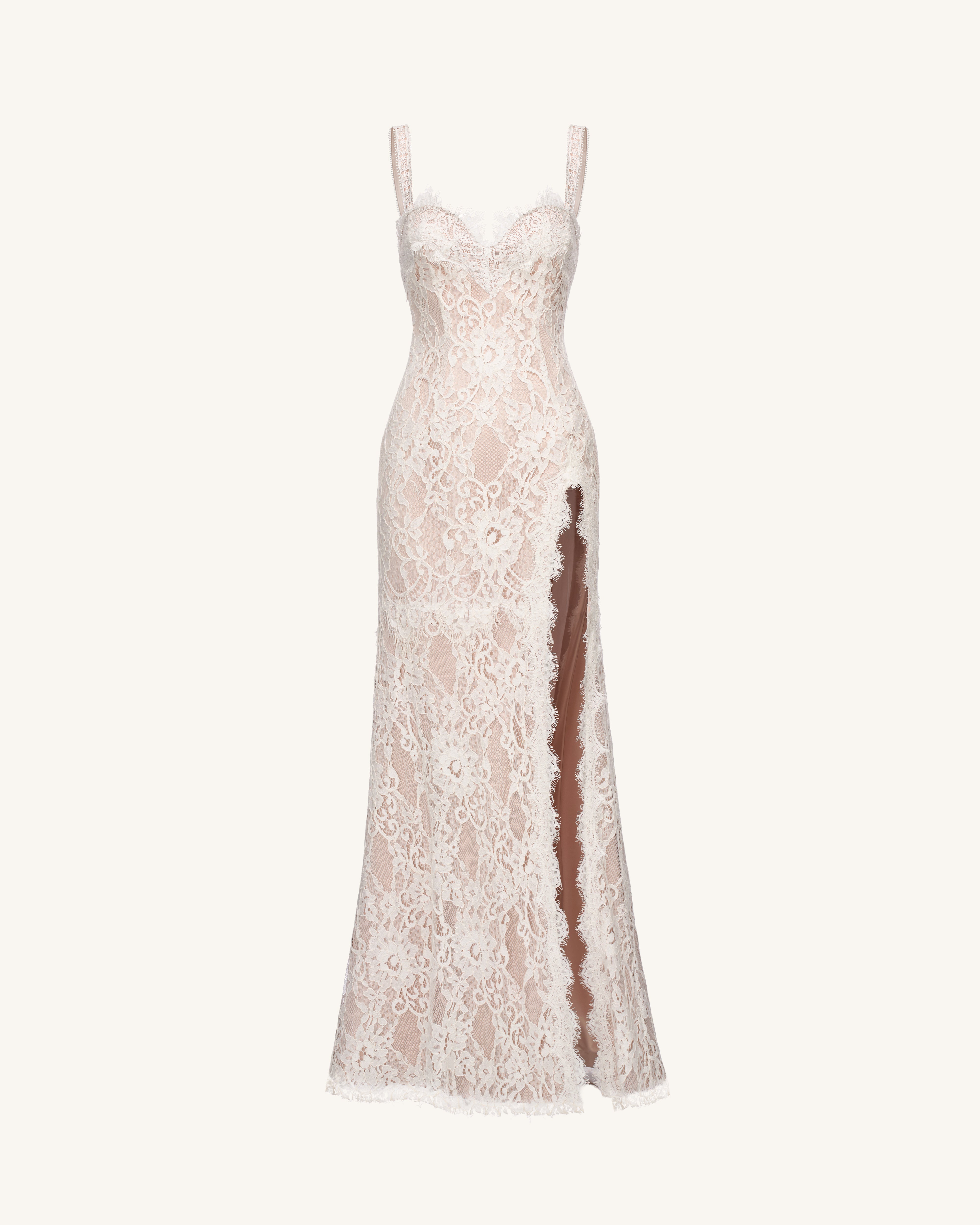 Lace Slit Maxi Dress - White – JW PEI UK