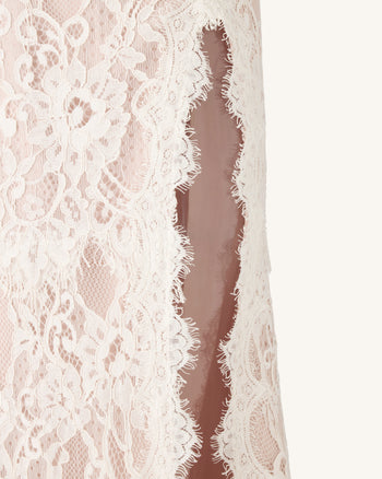 Lace Slit Maxi Dress - White