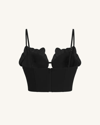 Orchid Embroidered Appliqué Corset Bustier Top - Black