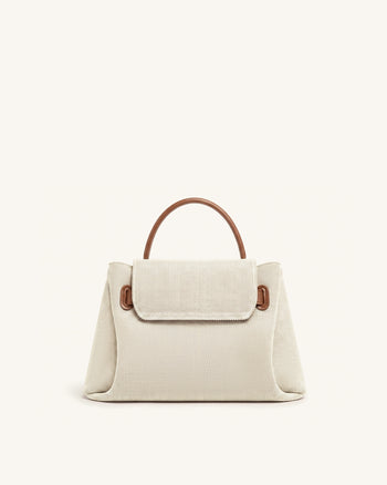 Rhea Small Double Buckle Shoulder Bag - Brown Canvas