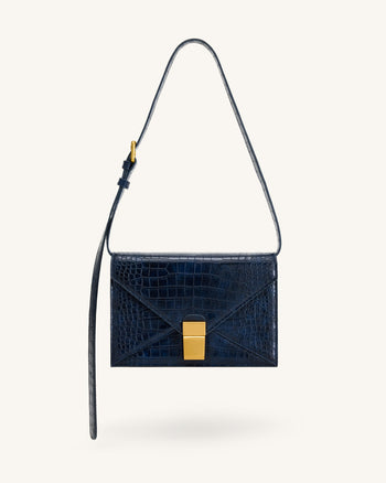 Clio Envelope Crossbody Bag - Navy Croc
