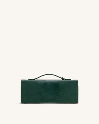 Celeste Envelope Top Handle Bag - Olive Green Lizard Texture