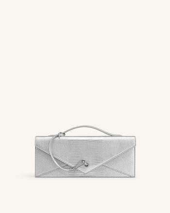 Celeste Envelope Top Handle Bag - Silver Lizard Texture