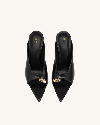 Noemi Pointed-Toe Mule Heels - Black