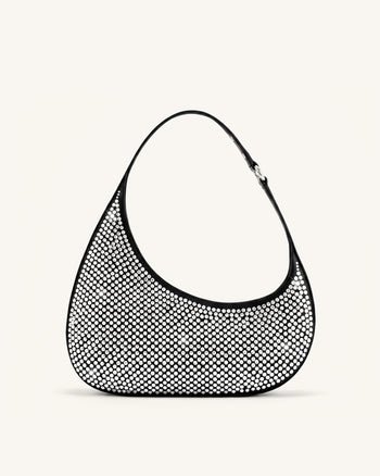 Harlee Artificial Crystal Shoulder Bag - Black